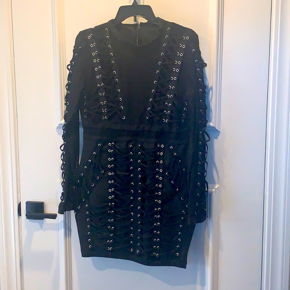 Bandage and sheer dress